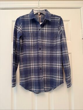 Quince Blue and White Plaid Shirt